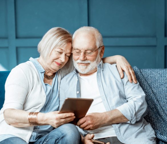 Couple looking at device