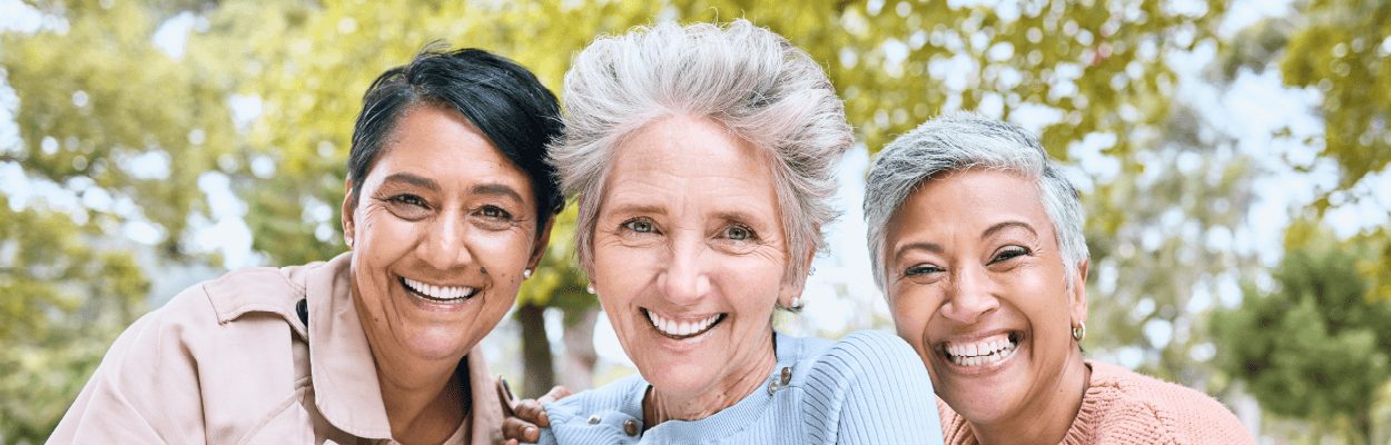 Three senior women smiling