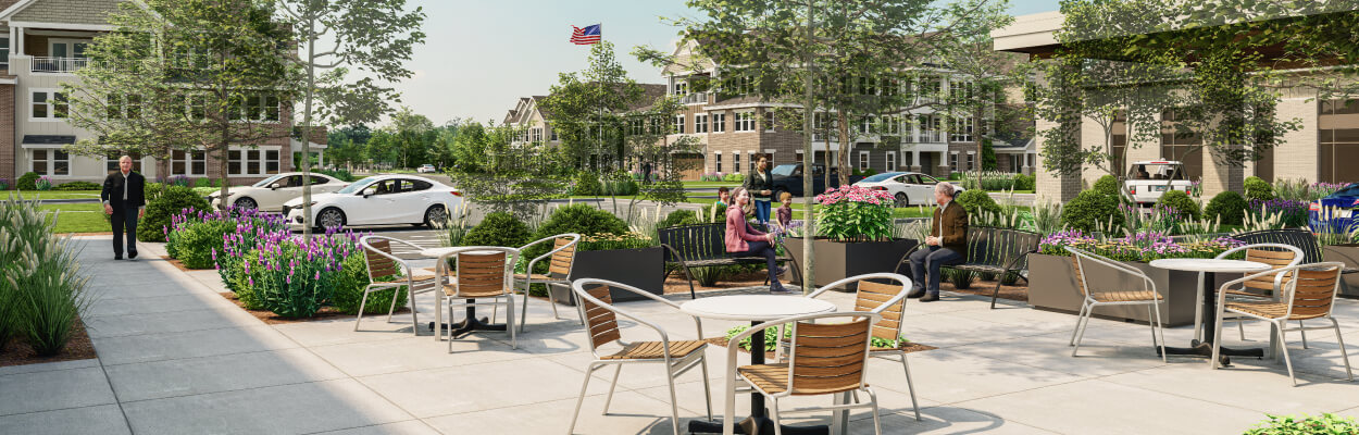 The Flats outdoor dining space